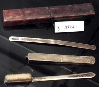 Tooth-brush, (Silver set in case)